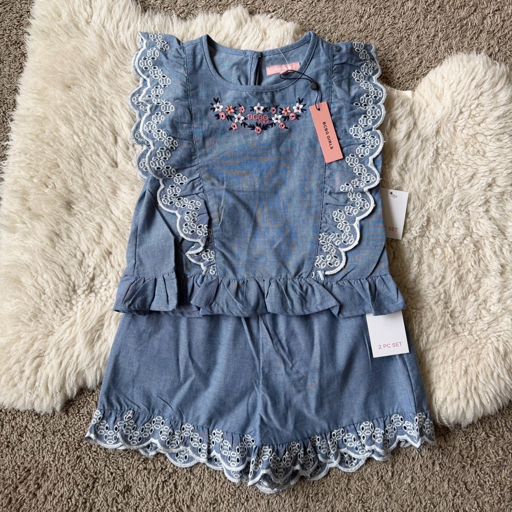 NWT BCBG Embroidered Chambray 2-pc Outfit | Sz 5